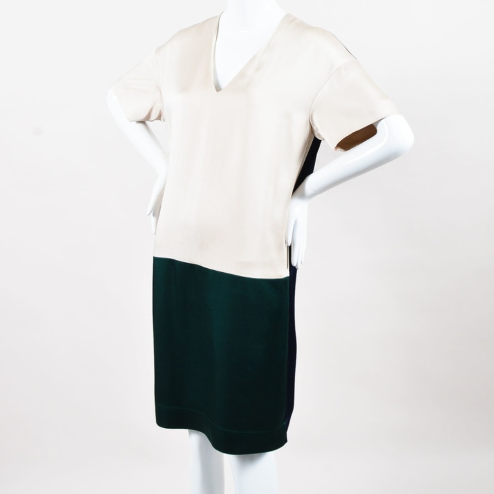 The Row Beige Navy Green Color Block Dress
